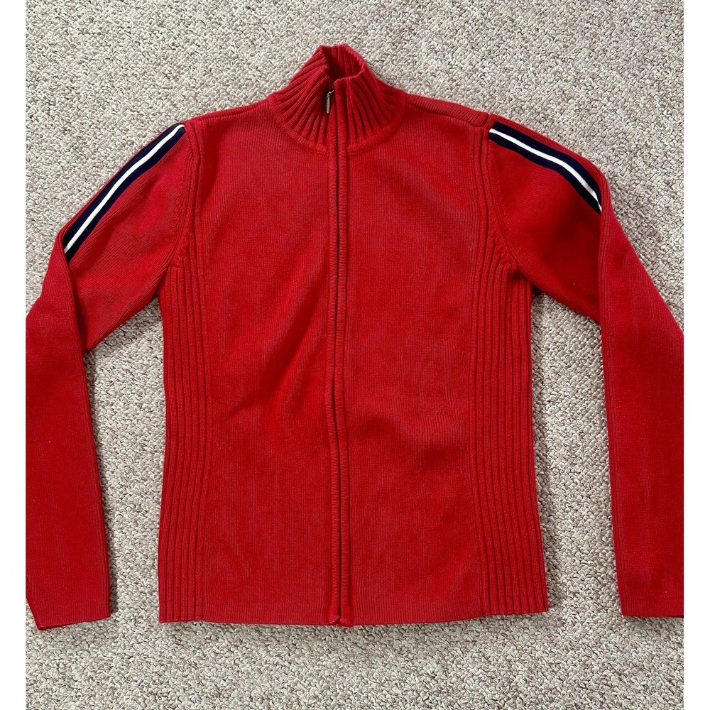 Vintage Tommy Hilfiger Full Zip Collared Knit Sweater Women's Size Medium Y2K
